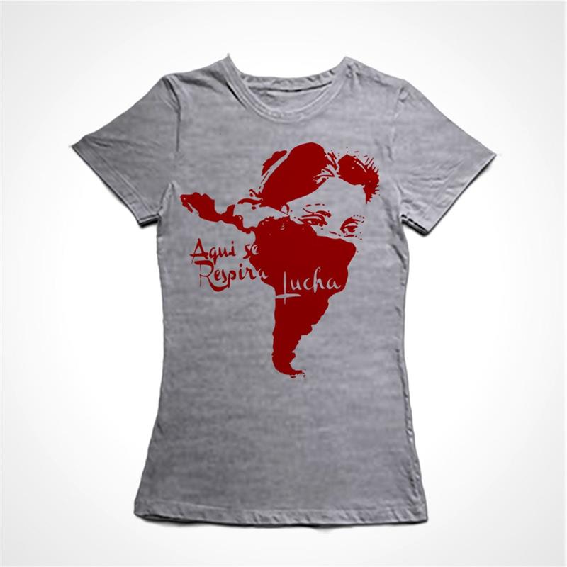 Camiseta Baby Look Lucha Tamanho: G; Cor: Cinza